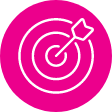 White target with arrow icon on pink circle.